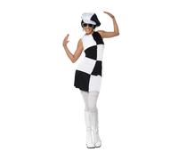 Smiffys 60s Party Girl Costume, Black & White (Size L)