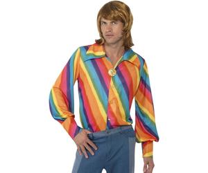 Smiffys 70s Colour Shirt, Rainbow (Size L)
