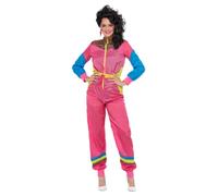 Smiffys 80s Colour Block Ski Shell Suit Costume Jumpsuit, 1980's Fancy Dress, 19