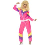Smiffys 80s Height of Fashion Shell Suit Costume, Pink (Size X1)