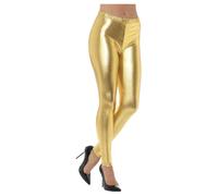 Smiffys 80s Metallic Disco Leggings, Gold (Size L)
