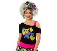 Smiffys 80s Off the Shoulder T-Shirt, Printed