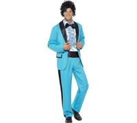 Smiffys Costume de Roi du Bal de Promo des années 80, Bleu, avec Veste, Pantalon et Chemise de Smoking Halloween, Carnaval