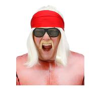 Smiffys 90s Wrestling Star Kit, Blonde Wig, Bandana, Self Adhesive Tash & Specs,