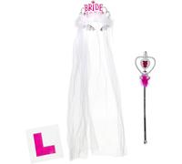Smiffys - Accessoires pour déguisements féminins, set de soirée pour femmes - Plastique SM723 (Taille unique) (Blanc/Rose)