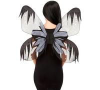 Smiffys Ailes de papillon de nuit Dark Botanicals, Gris, 65cm / 26 in Halloween, Carnaval