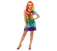 Smiffy's Déguisement Arc-en-ciel Tout ce qui brille – Robe à paillettes Multicolore Halloween