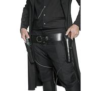 Smiffys Authentique ceinture et 2 étuis de l'ouest, Noir, avec attaches sur les jambes Halloween, Carnaval
