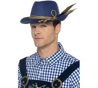 Smiffys Authentique chapeau Fête, Bleu, avec plume Halloween