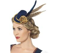 Mini Chapeau Bleu Et Or Avec Plumes Femme Fête De La Bière Taille Unique Bleu