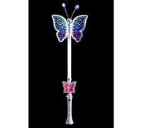 Smiffys Baguette magique papillon, argent, lumineux, multifonction, 40cm / 16in Halloween