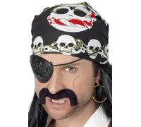 Smiffys Bandana pirate, avec motif crâne et ossement Halloween