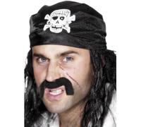 Smiffys Bandana pirate, Noir, avec tête de mort Halloween, Carnaval