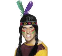 Smiffy's Bandeau à plumes multicolore inspiré amérindien – 2 plumes – Taille unique – Halloween