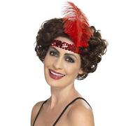 Smiffy's Bandeau années 20 jeune fille avec plume Halloween Rouge