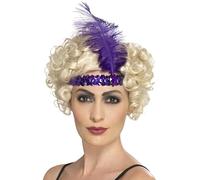 Smiffy's Bandeau Charleston années 20 – sequins et plume violet, taille unique
