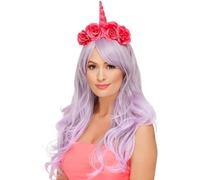 Smiffys Bandeau licorne, Rose, Fleurs Halloween