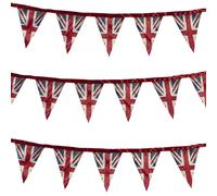 Smiffys Banderole à fanions en tissu Union Jack, Imprimé Style Vintage, 3 mètres, satin Halloween, Carnaval