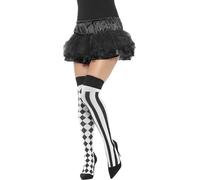 Smiffy's Bas au-dessus du genou Arlequin pour femme Blanc et noir