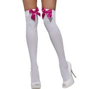 Smiffys - Bas autofixants pour femmes SM252 (taille unique) (Blanc/fuchsia)