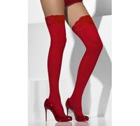 Bas Rouges Avec Jarretières Dentelle - Rouge - Taille Unique rouges