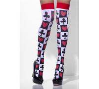 Smiffys Bas opaque, blanc, motif poker