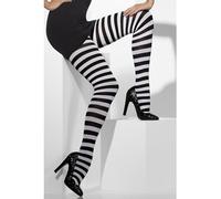 Smiffy's Bas opaque rayé noir et blanc – Halloween