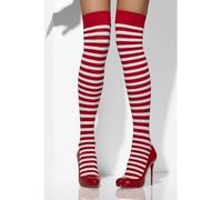 Smiffys Bas opaques rayés rouge et blanc – Halloween, Carnaval