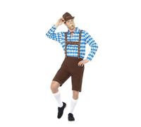Smiffys Bavarian Beer Man Costume, Blue & Brown (Size M)
