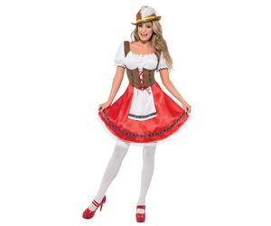 Smiffys Bavarian Wench Costume, White & Red (Size X1)