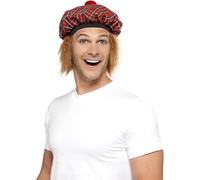 Smiffys Béret de tartan Tam-O-Shanter, avec cheveux et pompon Halloween