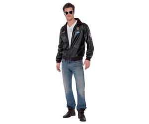 Smiffys Blouson aviateur Top Gun, Marron, avec motifs Halloween