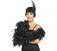 Smiffys Boa Deluxe, noir, à plumes, 180cm, 80g Halloween, Carnaval