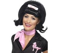 Smiffys Bob ruche retrouné des années 50, noire, avec nœud ruban Halloween