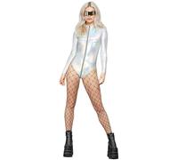 Smiffys Body holographique miroir Miss Whiplash Fever, Fermeture éclair