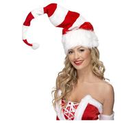 Bonnet Noel Raye Rouge Et Blanc - Rouge - Taille Unique Blanc