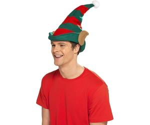 Smiffys Bonnet d'elfe, Rouge et vert, avec oreilles Halloween