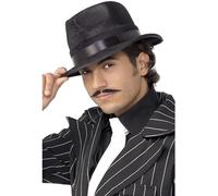 Smiffys Borsalino indestructible, noir, avec bande de soie Halloween, Carnaval