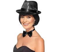 Smiffys Borsalino pailleté, Noir