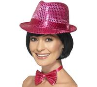 Smiffys Chapeau Borsalino Fedora 1920s pailleté Femme Rose
