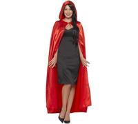Smiffys Cape à capuche, Rouge, Satin Halloween