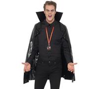 Smiffy's Cape vampire en PVC – noir, col relevé, 114 cm (45 in) – Halloween