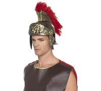 Smiffys Casque romain spartiate,Or et rouge,Plastique, avec plume détachable