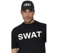 Smiffys Casquette de baseball SWAT, noire Halloween