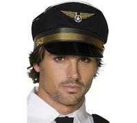 Smiffys Casquette de pilote, noire Halloween