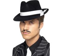 Smiffys Chapeau Al Capone, noir, avec bande, plastique floqué