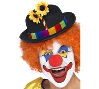 Smiffys Chapeau de clown, noir, avec brassard multi couleurs et fleuri Halloween