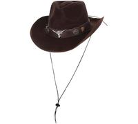 Smiffys Chapeau de cowboy western en similicuir marron, avec Ox band