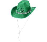 Smiffys Chapeau de cowgirl strass vert, Joyaux verts
