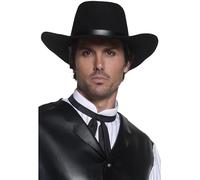 Smiffys Chapeau de flingueur authentique Western, noir, bords larges